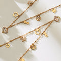 Gold Steel Double Heart And Multi Charm Layered Necklaces view 4