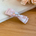 Pink Satin Pearl Rhinestone Bow Hair Combs and Clips view 8