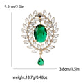 Oval Crystal Halo Brooch with Colored Center and Teardrop view 5