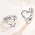 Open Heart Huggie Hoop Earrings Gold and Silver Pair view 3