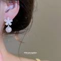 Pastel Flower Pearl Drop Stud Earrings Fashion Jewelry Accessory view 4