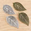 Large Filigree Leaf Metal Pendants in Two Antique Finishes view 4