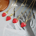 Red Enamel Strawberry Pendant Necklace In Four Styles view 1