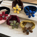Velvet Flower Rhinestone Scrunchie Hair Ties 4 Colors view 4
