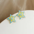 Enamel Layered Heart and Star Stud Earrings Four Colors view 8