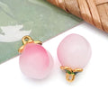 Four-Color Two-Tone Peach Glass Charm Collection with Green Leaves view 7