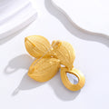 Red Gold Tone Leaf Crystal Two Designs Metal Brooch Pin view 4
