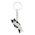 Black And White Cat Keychain With Metal Split Ring And Chain view 5