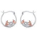 Silver Rose Gold Axolotl Mini Huggie Hoop Earrings Pair view 1