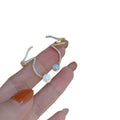 Crystal Line and Pearl Ear Cuff Stud Earrings With Metal Details view 5