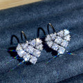 Mixed-Cut Clear Stone Heart Cluster Drop Earrings Silver Tone view 3