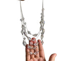 Silver Tone Multistrand Necklace with Iridescent Glass Beads view 5