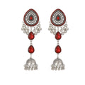 Ornate Teardrop Bell Fringe Long Earrings in Four Colors view 5