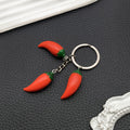 Red Three-Dimensional Chili Pepper Keychain with Metal Ring view 4