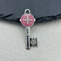 Antique Silver Saint Benedict Key Charm Pendant Enamel Medal view 2