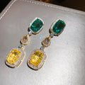 Green and Yellow Crystal Drop Stud Earrings in Two Tones view 7