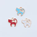 Gold Tone Enamel Cat Charms in Three Bright Colors view 4