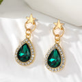 Gold Tone Crystal Teardrop Star Stud Drop Earrings view 3