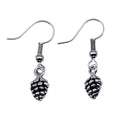 Antique Silver Pine Cone Dangle Earrings with Fishhook Wires view 4