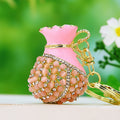 Jeweled Fortune Bag Keychains in Pink Blue Purple and Custom Order Option view 3