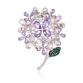 Flower Crystal Metal Brooch Pin 6 x 5 cm for Jackets and Lapels view 1