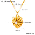 Flower Heart Imitation Pearl Pendant Necklace And Studs view 6