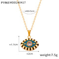 Gold Enamel Evil Eye Pendant Necklace Crystal Center 40+5cm view 7