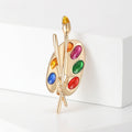 Artist Palette and Paintbrush Brooch With Multicolor Enamel view 3