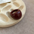 Glossy Resin Dome Chunky Ring Red Green Black Cream view 6