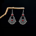Ninety-Three Silver Tone Bead Feather Ethnic Dangle Earrings view 4