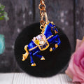 Crystal Horse Keychains with Faux Fur Pompoms and Plain Options view 8