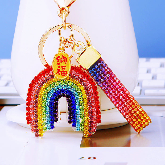 Jeweled Rainbow Mushroom and Strawberry Keychain Motif Options