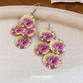 Vintage Style Floral Print Disc Drop Earrings in Six Patterns view 4