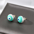 Pearl Effect Round Evil Eye Stud Earrings in Six Colors view 2