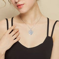 Silver Tone Double Heart Clear Stone Pendant Necklace view 3