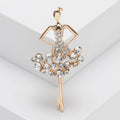 Crystal Skirt Ballerina Brooch in Gold or Silver Tone view 2