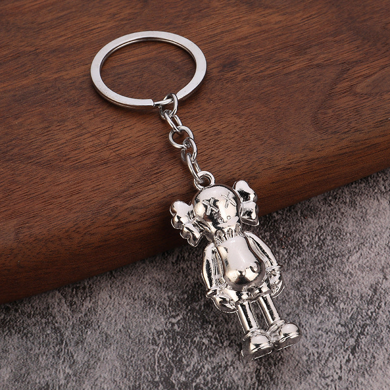Cute Figure Metal Keychain with Bell Car Key Ring and Bag Charm