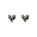 Antique Silver Irregular Stamp Heart Stud Earrings view 5