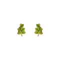 Green Enamel Leaf Clover Gold Tone Post Stud Earrings view 5