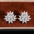 White Gold Marquise Zircon Flower Cluster Stud Earrings view 3