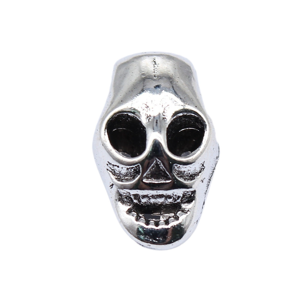 15x9mm 1.8g Antique Silver Zinc Alloy Skull Large Hole Spacer Beads for DIY Bracelet Jewelry Making