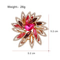 Pink Red Flower Crystal Metal Brooch Pin for Jackets and Lapels view 2