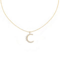 Gold Tone Crescent Moon Pendant Necklace with Clear Stones view 5