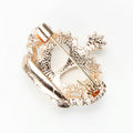 Openwork Crystal Crown Brooch in Gold or Silver Tone view 4