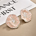 Silver-Tone Shell Chip Flower Stud Earrings With Heart Stones view 6