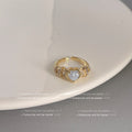 Gold-Tone Open Adjustable Heart Bow CZ Fashion Rings Set view 8