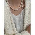 Long White Pearl Geometric Necklaces Three Gold Styles view 8