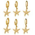 Zirconia Starfish Huggie Hoop Earrings Gold Steel ABC view 5