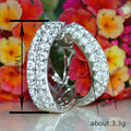 Triple Row Pavé CZ Hoop Earrings Filigree Back Silver Tone view 4