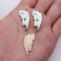 Gold Tone Long Cat Enamel Charms in Four Coat Colors view 7
